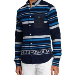 Scotch & Soda Amsterdams Blauw Cotton Wool Button Down Flannel Shirt Men's M